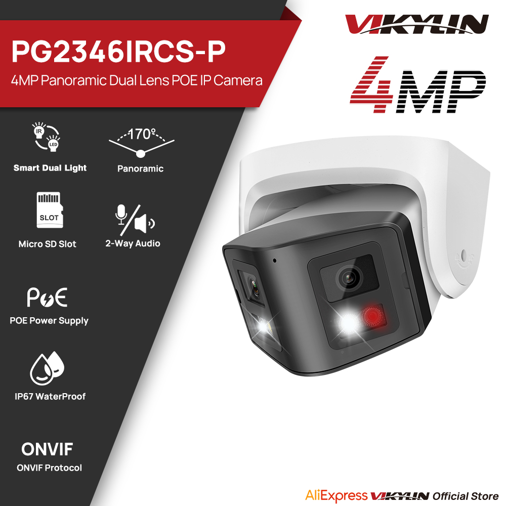 Outdoor Lighting Mains Powered - Vikylin 4MP Panoramic Smart Dual Light