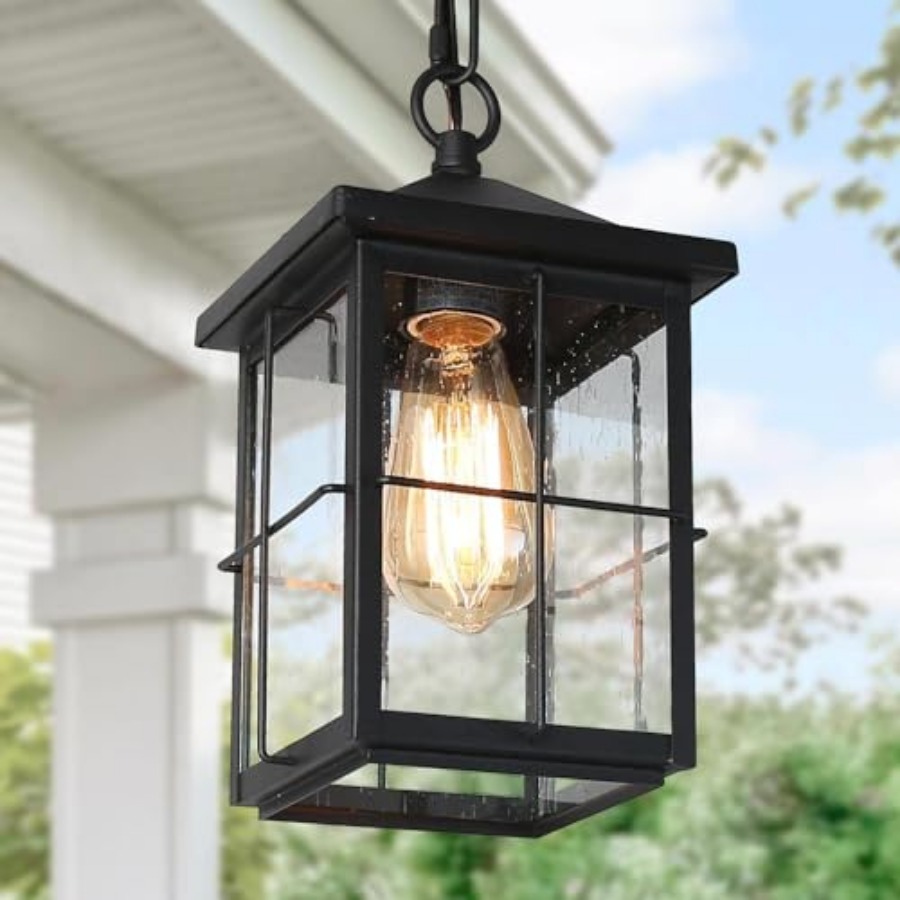 Hanging Outdoor Lighting - Outdoor Pendant Light Fixture, Farmhouse Black