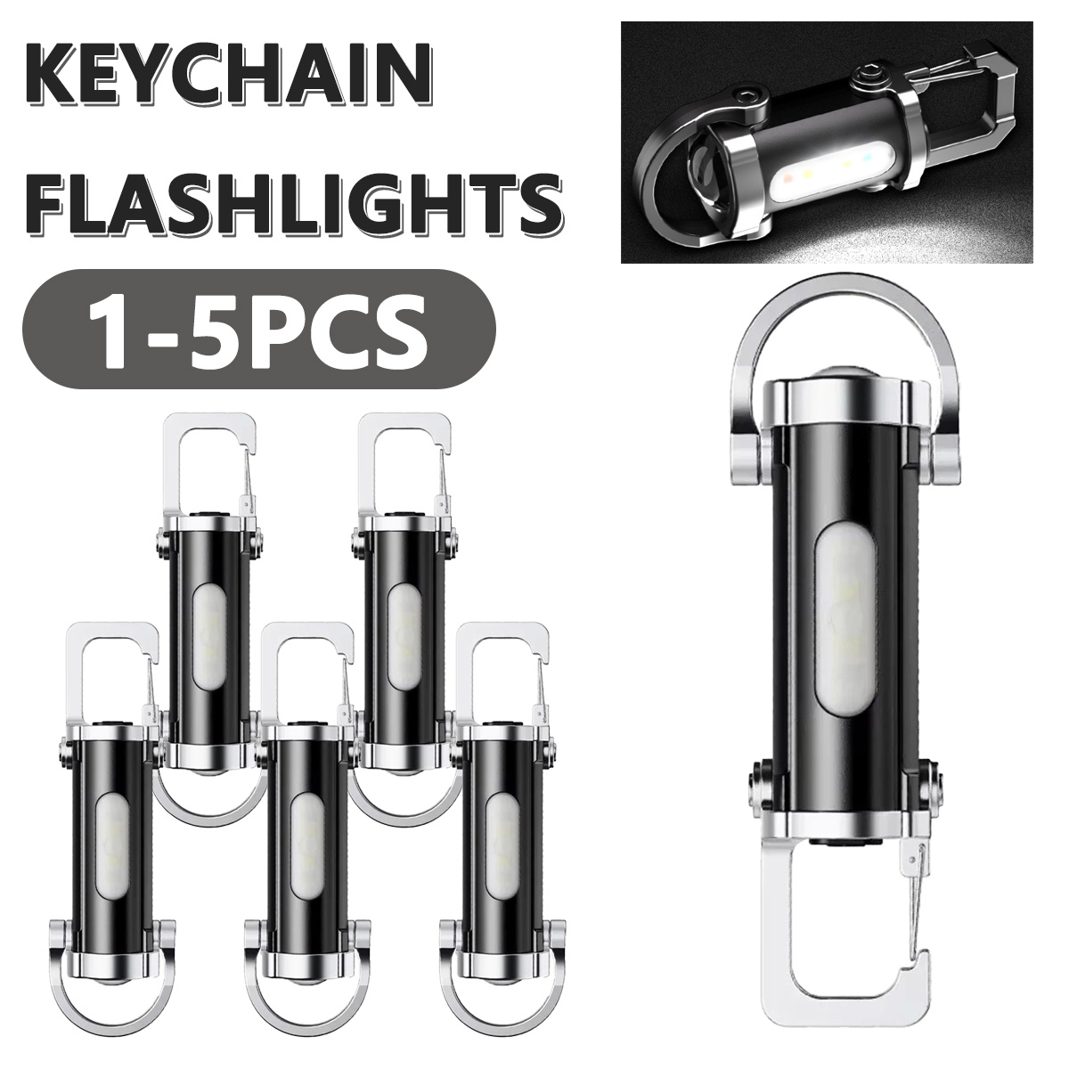 Hanging Outdoor Lighting - Powerful EDC LED Flashlight Keychain Rechargeable
