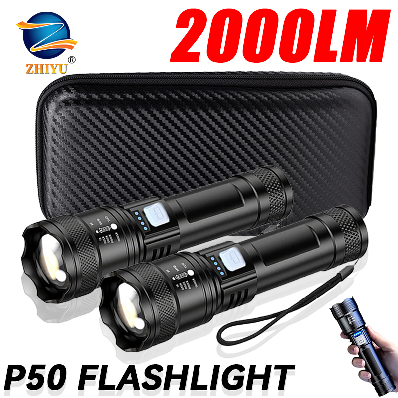 Outdoor Lighting Construction - Tactical LED Flashlight 2000LM USB Rechargeable