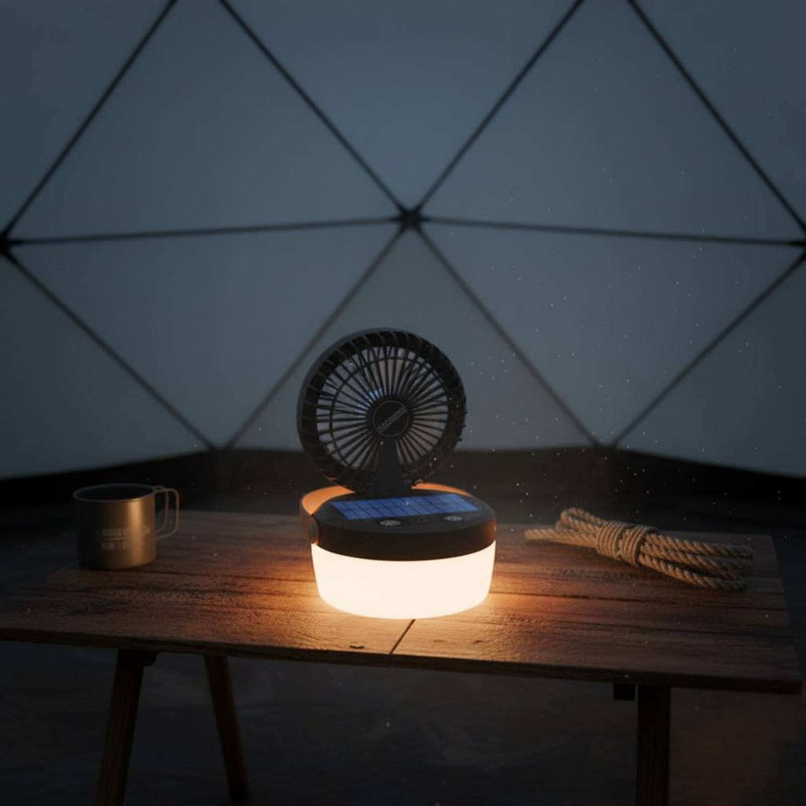 Solar Camping Fan Lantern Fold - đánh giá và giá Hanging Outdoor Lighting