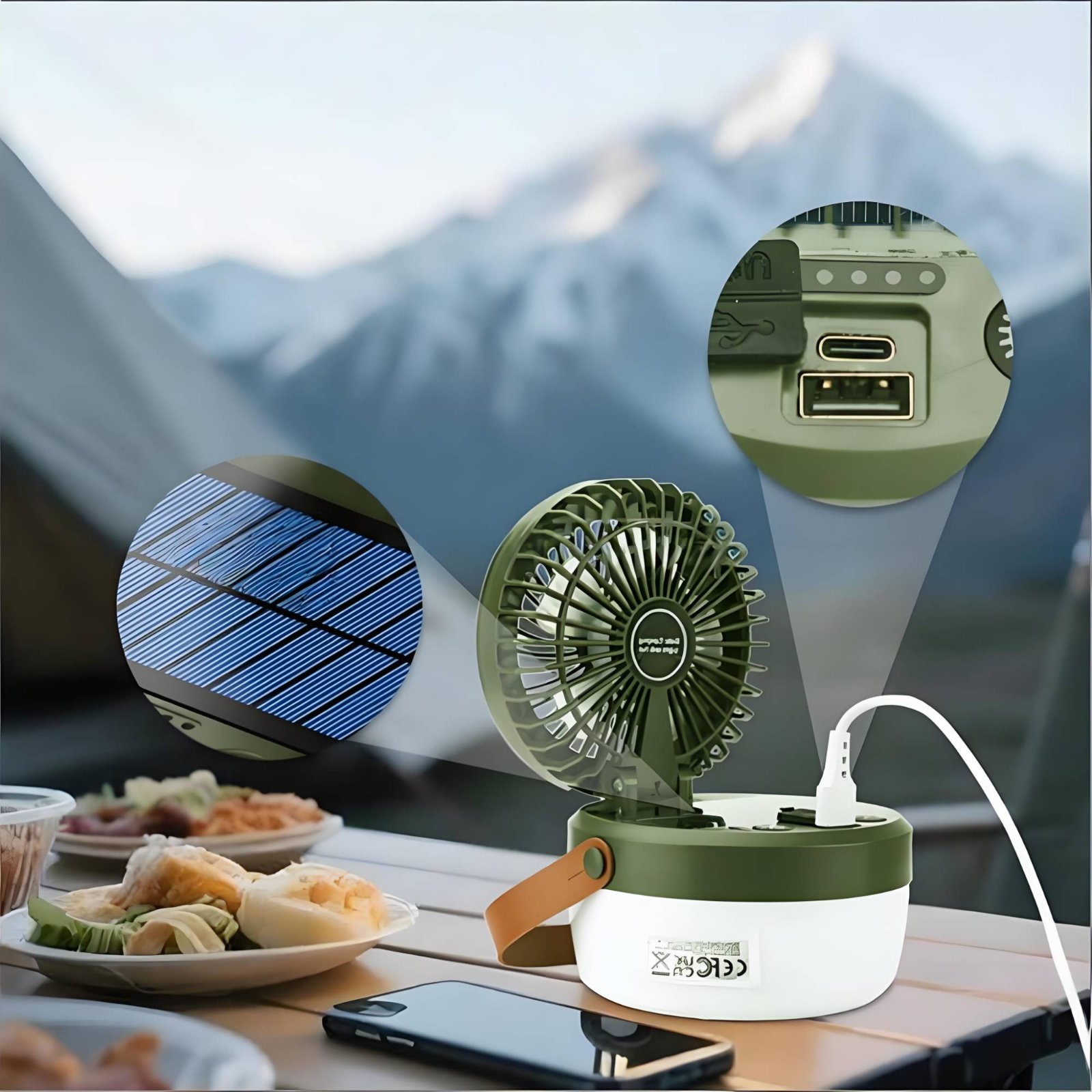 Solar Camping Fan Lantern Fold - đánh giá và giá Hanging Outdoor Lighting