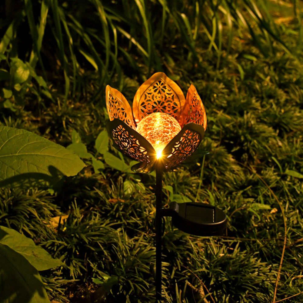 Lotus Shaped Solar Powered Lam - đánh giá và giá Outdoor Lighting Ground Fixtures