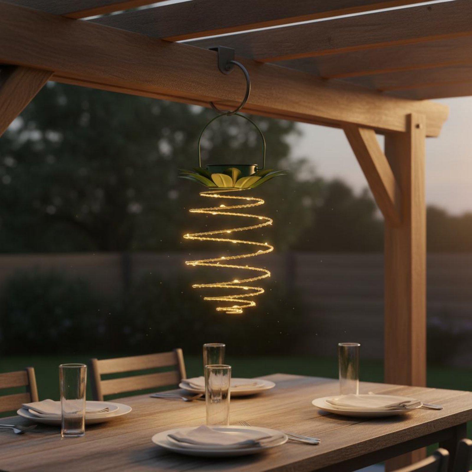 2 Pieces Solar Pineapple Lamp  - đánh giá và giá Hanging Outdoor Lighting